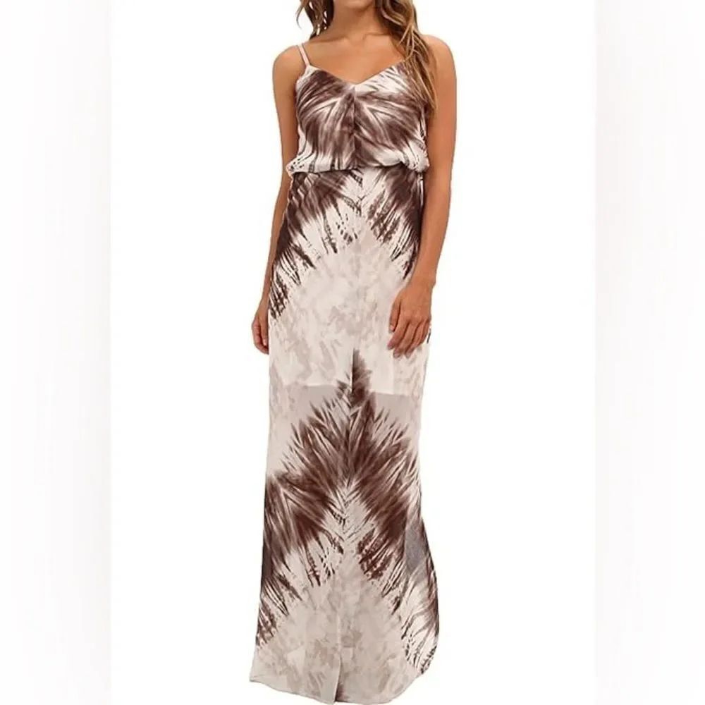Vince Camuto spaghetti strap tie dyed blouson maxi dress